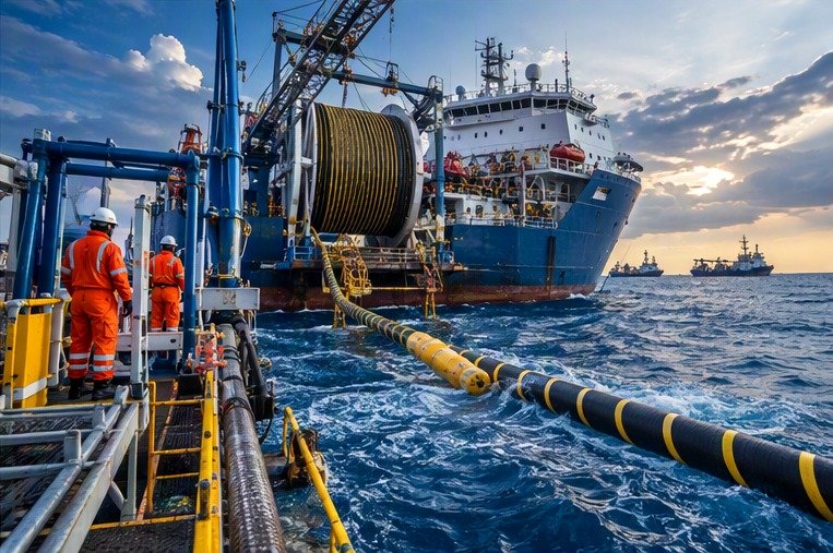 Offshore cable-laying marine operation